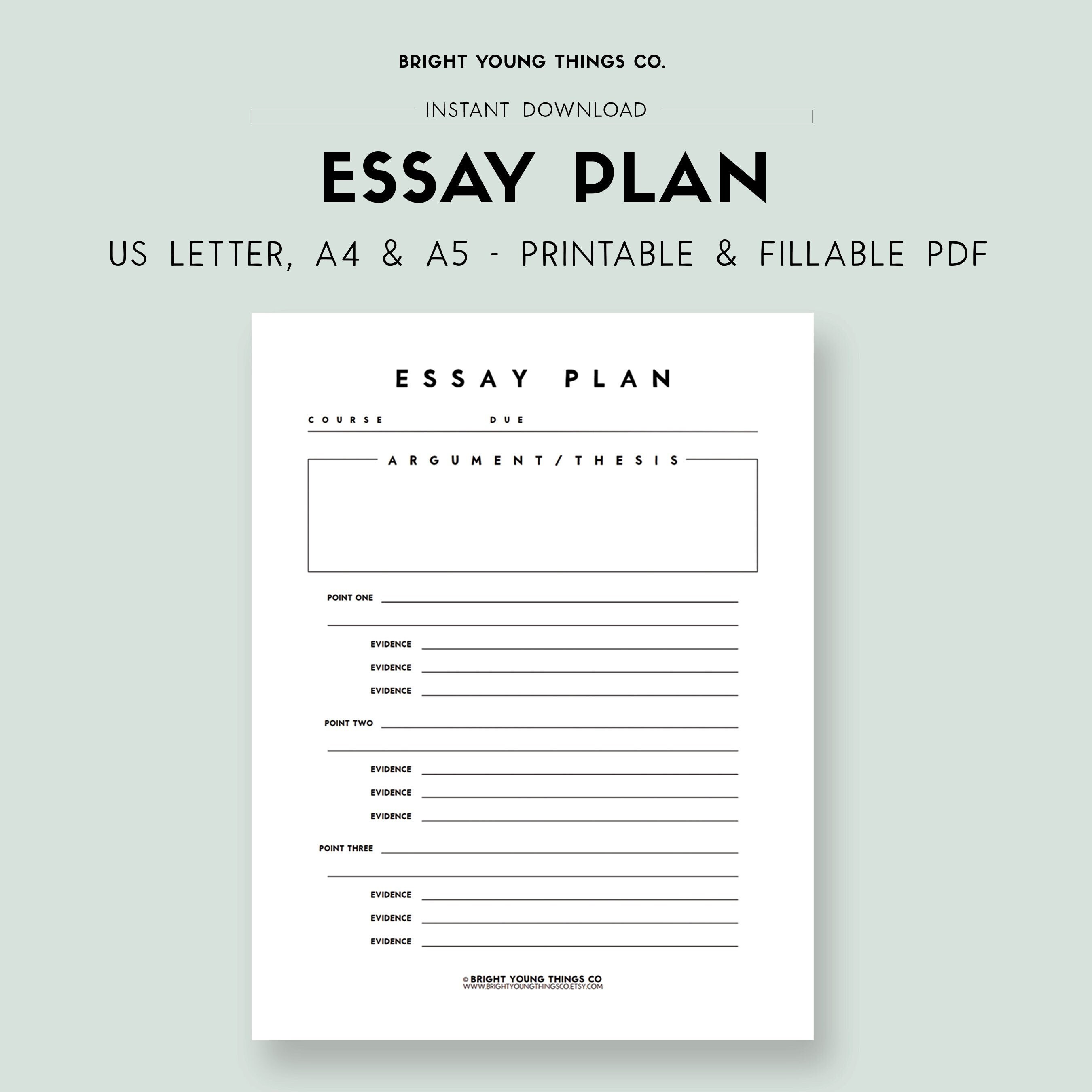 Essay Planner, Printable Essay Planner, Essay Template, Assignment ...