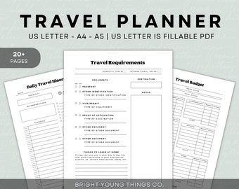 Travel Planner, Vacation Planner, Printable Travel Planner, Travel Itinerary, Travel Budget, Printable Travel Workbook, Travel Tracker