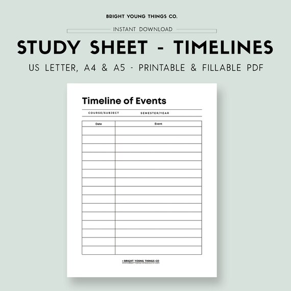 Timeline of Events Template Printable Printable Study Aid - Etsy