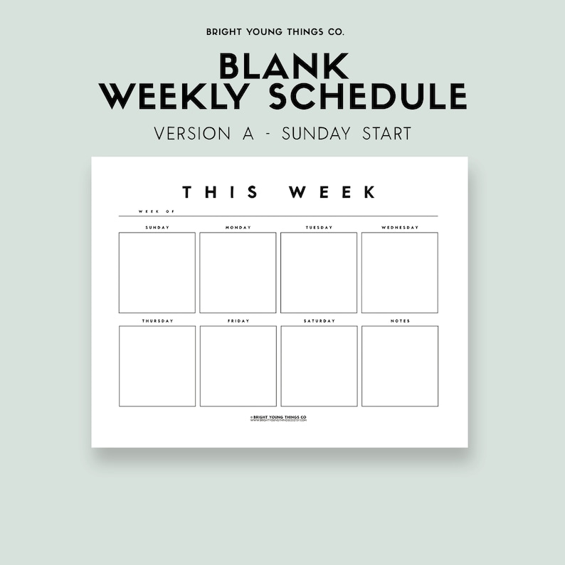 K&ouml;nnte beinhalten: Ein schwarz-wei&szlig;er druckbarer Wochenplaner mit dem Titel "Diese Woche" und den Wochentagen: Sonntag, Montag, Dienstag, Mittwoch, Donnerstag, Freitag, Samstag und Notizen.