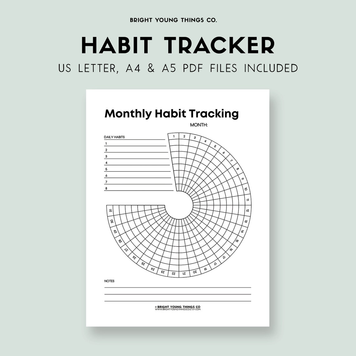 Habit Tracker Printable Habit Tracker PDF Monthly Habit Etsy Canada