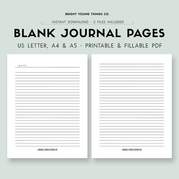 Blank Journal Page Printable Journal Page Printable Lined Etsy