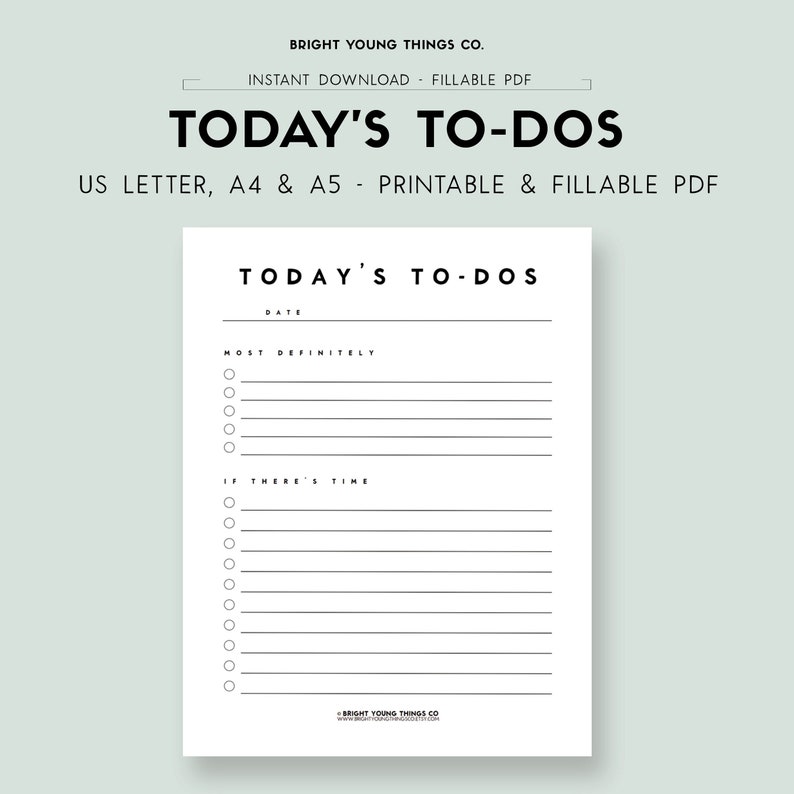 Printable to Do List, to Do List PDF, Digital to Do List, Fillable PDF ...
