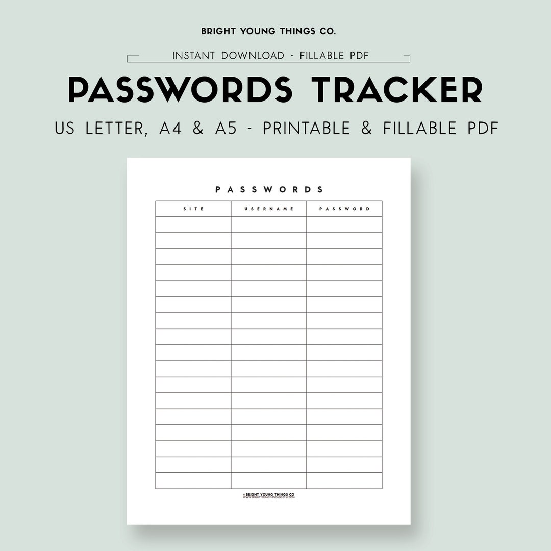 Printable Password Tracker Printable Password Management - Etsy