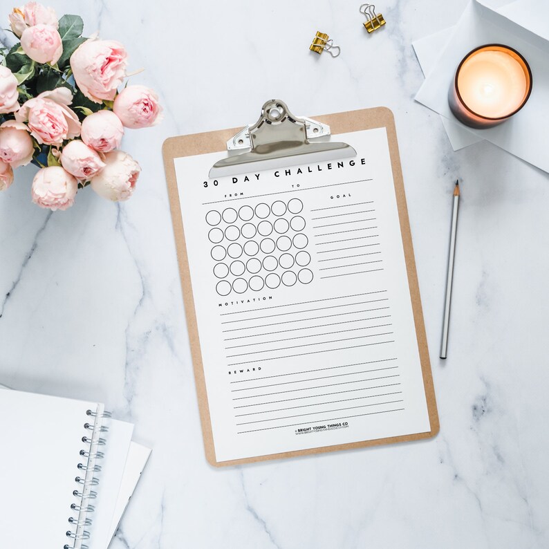 30 Day Challenge Printable PDF, 30 Day Challenge Fillable PDF Worksheet ...