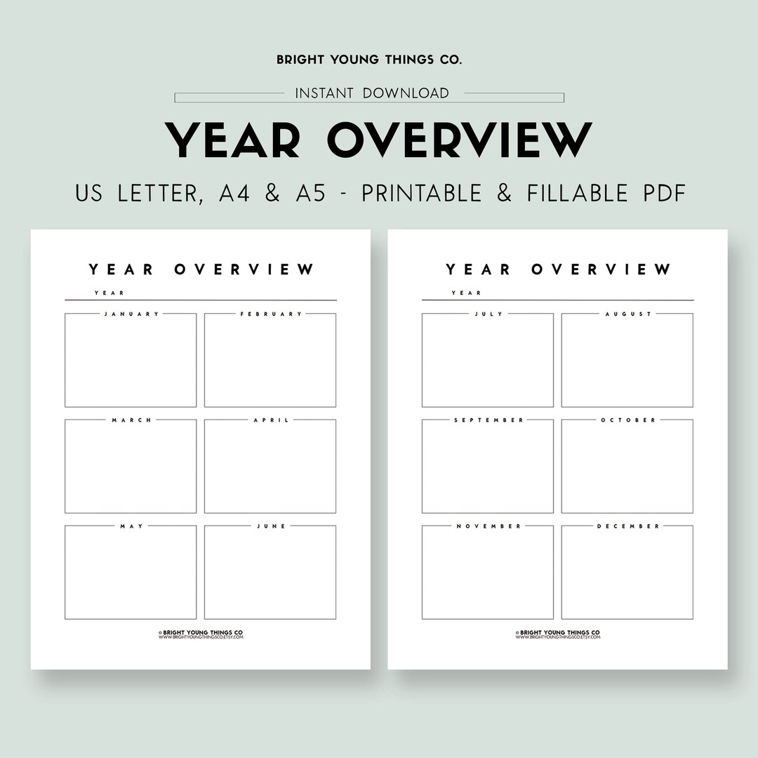 Annual Planner, Yearly Planner Printable, Undated Minimalist Planner ...