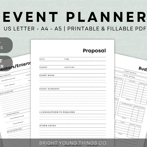 Event Planning Workbook, Printable Event Planner, Printable Planner, Event Planner, Event Worksheet, Event Planner Template, Event Planning