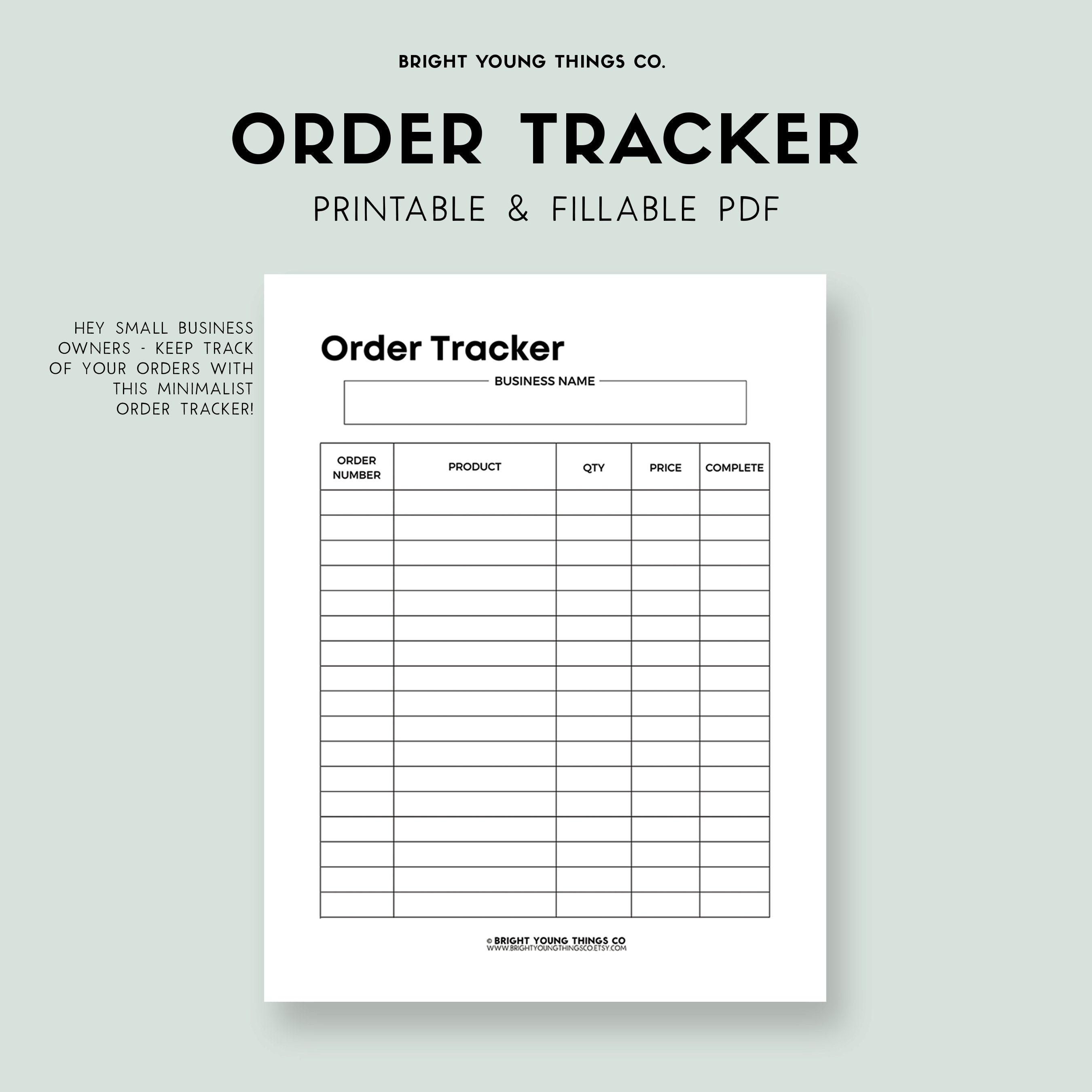 Order Tracker Printable Order Tracker Printable PDF, Order Tracking, Small Business Planner ...