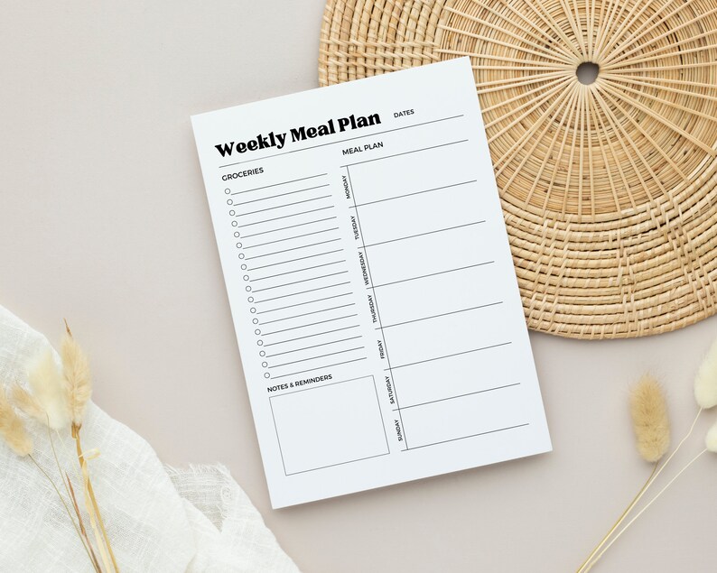 Printable Weekly Meal Plan With Grocery List, Simple Meal Planner ...