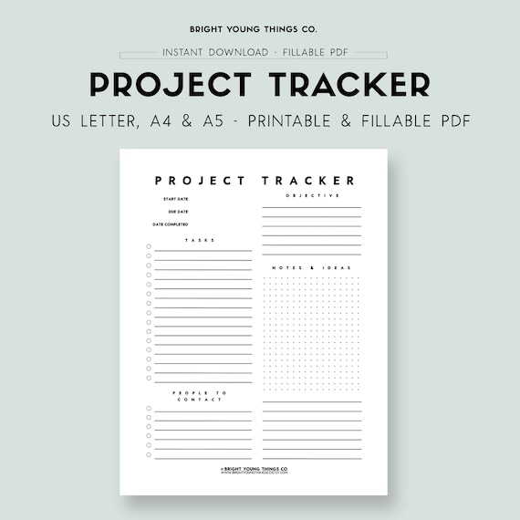 Project Tracker, Project Tracker Worksheet, Project Tracker Download, PDF Download, Downloadable Project Tracker PDF, Productivity PDF