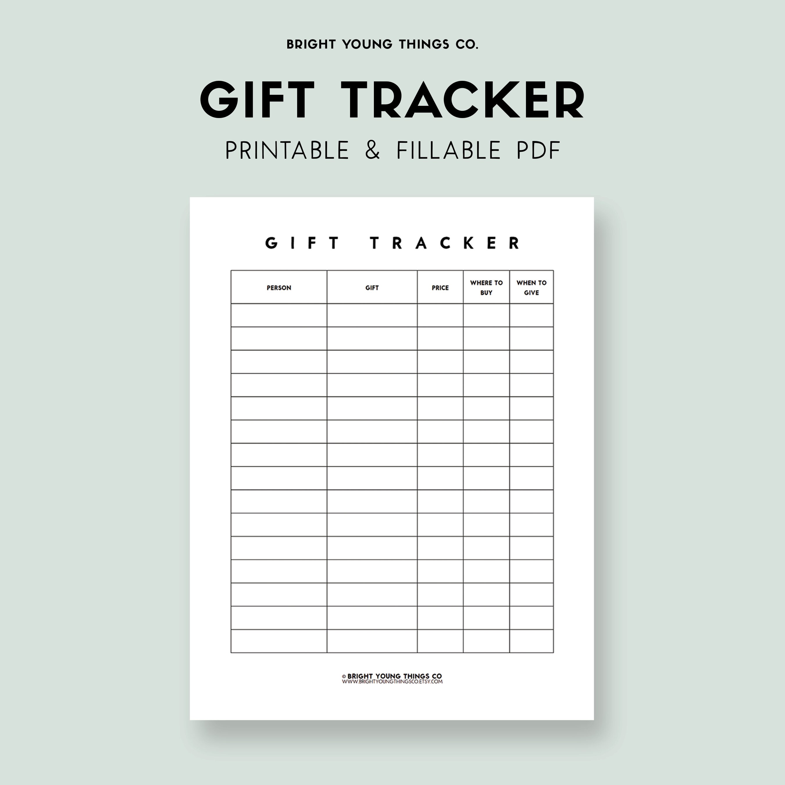 Gift Tracker Printable Gift Tracker PDF Printable Gift Tracker PDF Gift Tracker Printable Gift Tracker PDF Printable Gift Tracker PDF