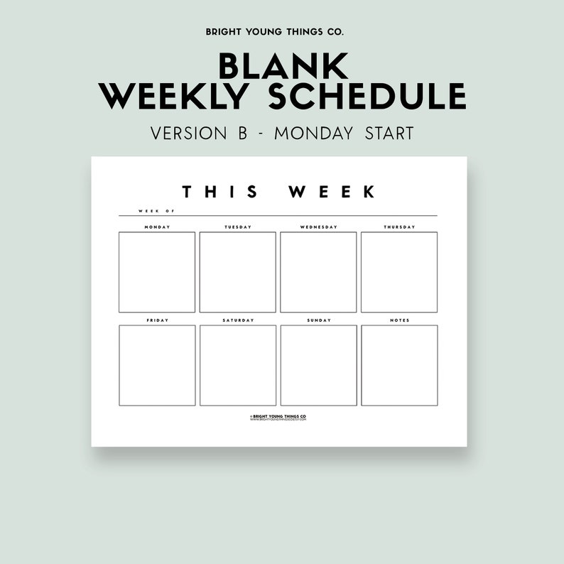 K&ouml;nnte beinhalten: Ein schwarz-wei&szlig;er druckbarer Wochenplaner mit dem Titel "Diese Woche" und den Wochentagen: Montag, Dienstag, Mittwoch, Donnerstag, Freitag, Samstag, Sonntag und Notizen.