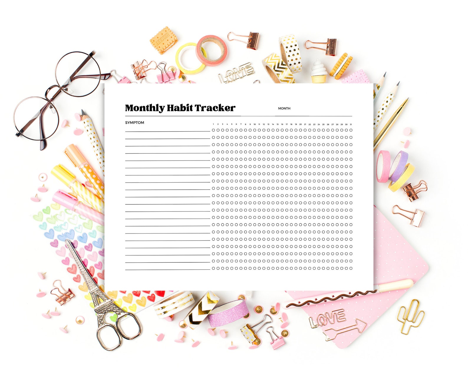 Monthly Habit Tracker, Monthly Habit Tracker Printable, Landscape Habit ...
