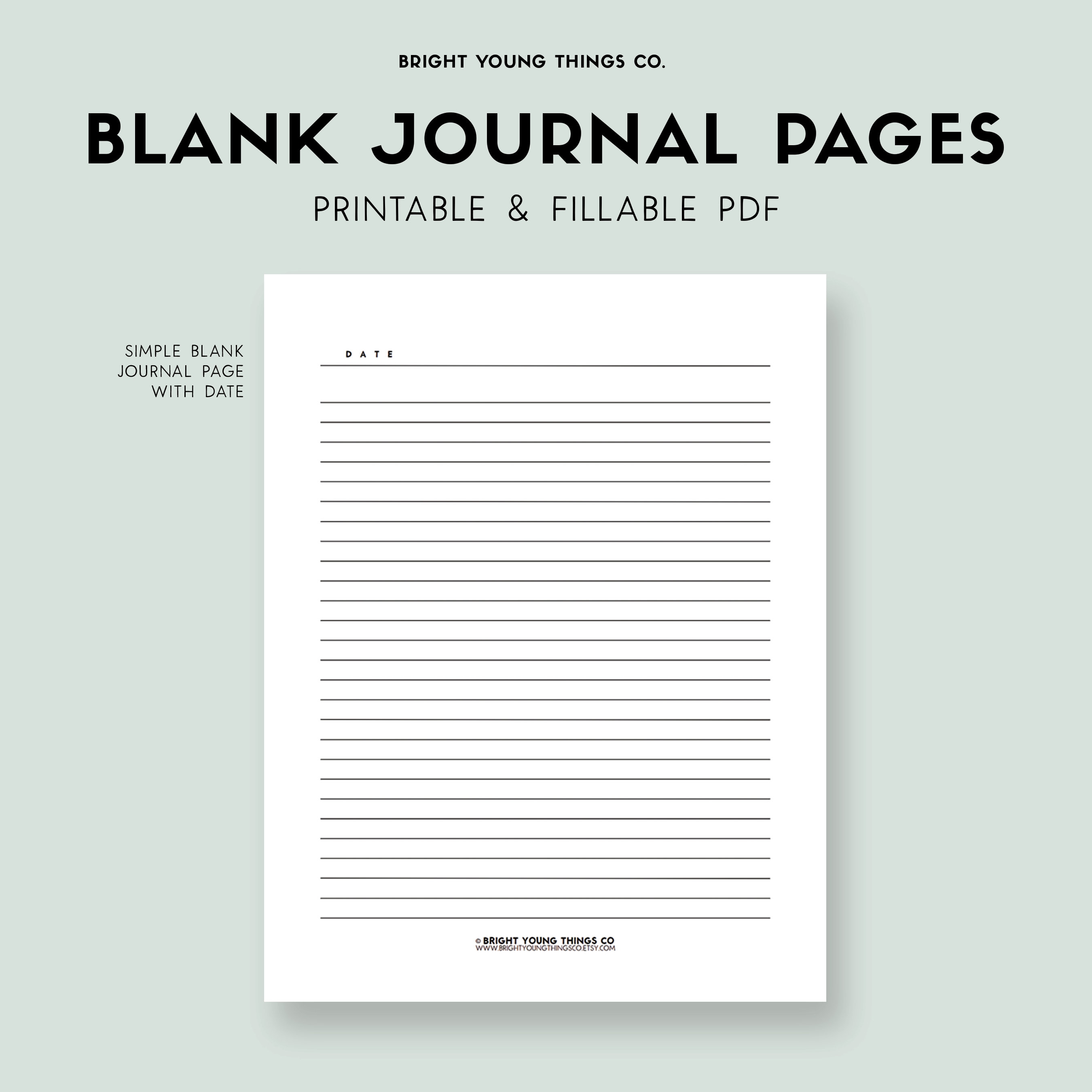 Blank Journal Page Printable, Journal Page Printable, Lined Sheets
