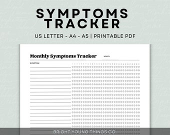 Tracker dei sintomi, Pianificatore medico, Tracker delle malattie croniche, Tracker dei sintomi stampabile, Stampabili per salute e benessere, Stampabili per la cura personale