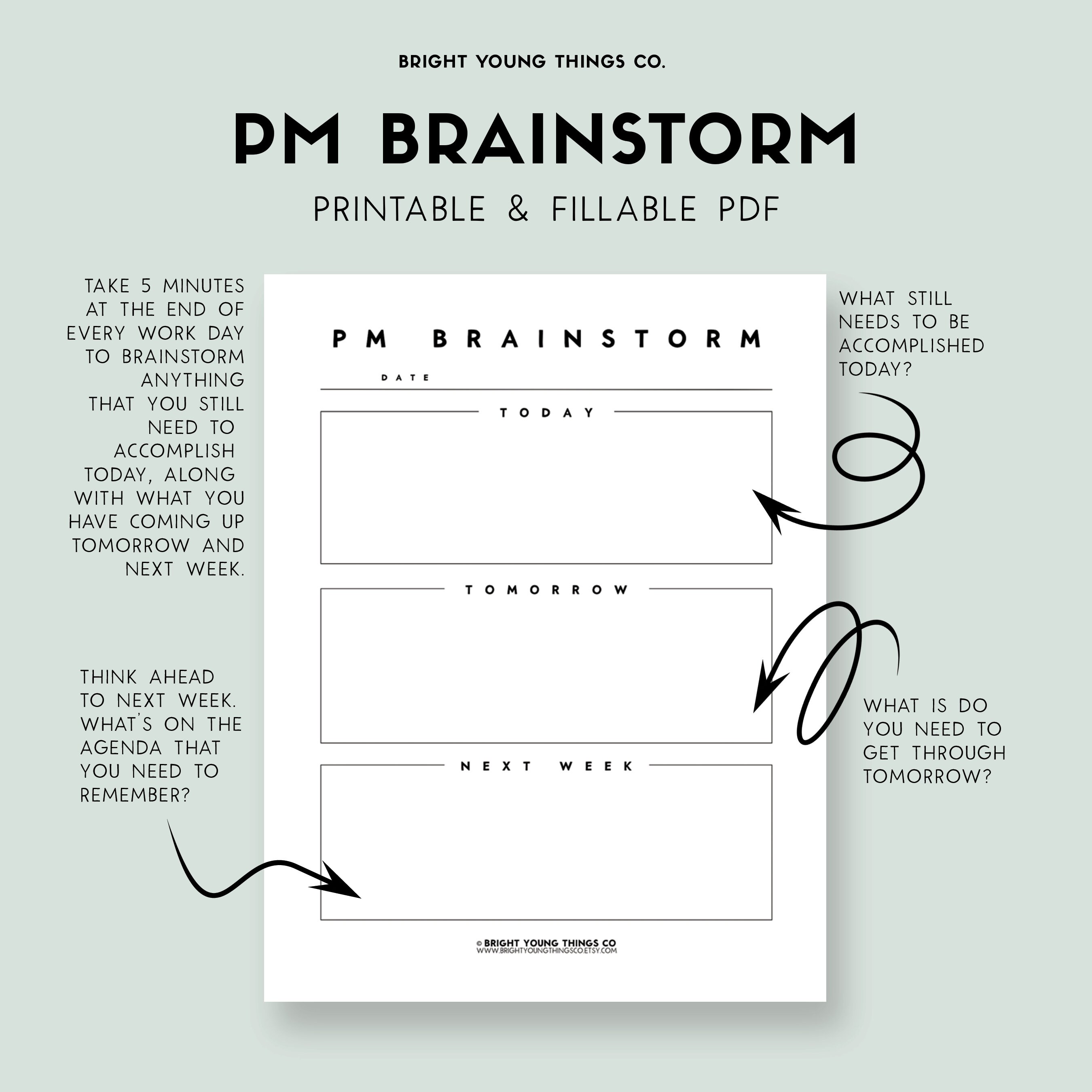 Brainstorm Worksheet Brainstorm for Productivity Brainstorm PDF