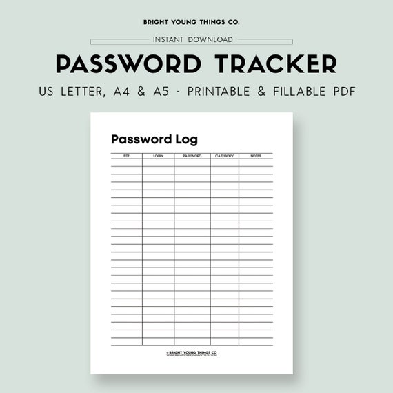 Printable Password Tracker Printable Password Log Password - Etsy Canada