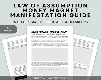 Manifest Money Worksheets, Law of Assumption Money Magnet Manifestation, Guided Money Manifestation Worksheets, Money Affirmations