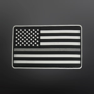 Dünne silberne Linie amerikanische Flagge PVC-Patch 3,5 &quot;L x 2&quot; H zu Ehren des Korrekturpersonals