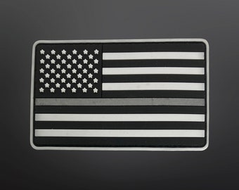 Dünne silberne Linie amerikanische Flagge PVC-Patch 3,5 &quot;L x 2&quot; H zu Ehren des Korrekturpersonals