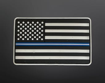 Dünne blaue und weiße Linie amerikanische Flagge PVC-Patch 3,5 &quot;L x 2&quot; H zu Ehren des EMS-Personals