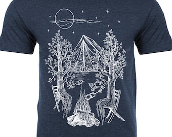 Camping T Shirt - Unisex - Mens Tshirt - Tenting - Trees - Nature Lover - Woodland - Wood - Trees Camping - Bonfire - Marshmallows - Funny