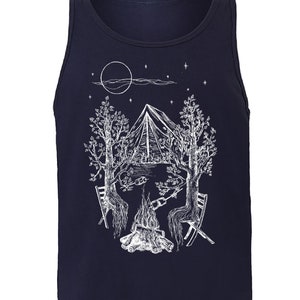 Bäume Camping - Unisex Herren Tank - Camping Shirt - Wander Shirt - Sommer Tank - Camper Geschenk - Freund Geschenk - Muskel Shirt - Hand gezeichnet