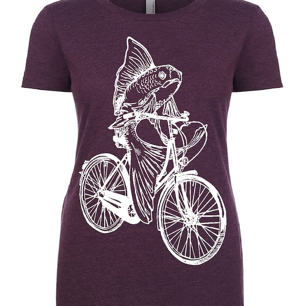 Fish on a Bicycle T Shirt - Ladies T Shirt - Feminist T Shirt - Gloria Steinem - Feminist Quote - Cyclist - Fish - Funny - Womens T shirt