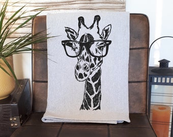 Jerome the Giraffe with Glasses Fleece Throw Blanket