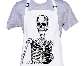 Death in the Morning Skeleton with Coffee Apron