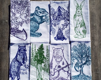 Set of 8 Assorted Animals and Trees Napkins