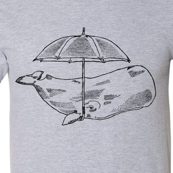 Whale with Umbrella T Shirt - Unisex - Mens Tshirt - Whale T Shirt - Funny Whale - Unisex Tee - Sea Creature - Dry Humor - Animal Graphic