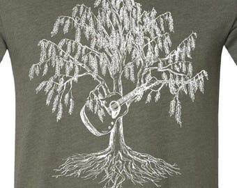 Koszulka z gitarą Weeping Willow - Unisex - Koszulka męska - Muzyka country - Bluegrass - Prezent dla muzyka - Muzyk - Gitarzysta - Gitarzysta
