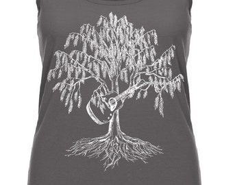 Weeping Willow Guitar Tank Top - Country Music - Bluegrass - Country Fan Shirt - Willow Tree - Music - Ladies Graphic Shirt - Womens Tank