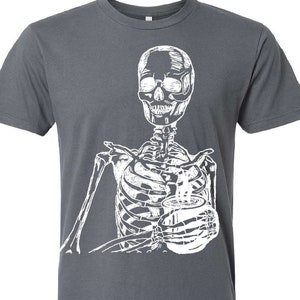 Skeleton Drinking Coffee T Shirt - Unisex - Mens Tshirt - Coffee Lover T Shirt - Goth - Funny Goth - Gothic - Coffee - Men Tee - Unisex Tee