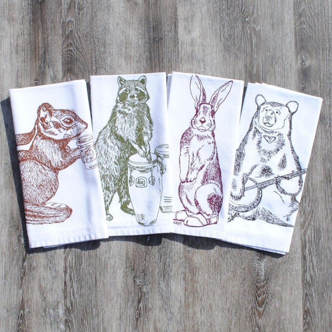 Cotton Napkins Screen Printed Cotton Woodland Animals Kitchen