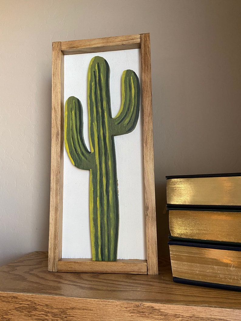 Handmade Wood Saguaro Cactus Art Framed Etsy