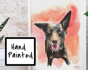 Custom Portrait of Pet Personalised Portrait Hand Drawn Handmade from Photo of Dog Cat Gift for Pet or Animal Lover