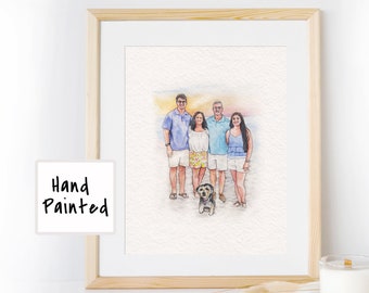 Family Portrait with Pet, Owner and Pet Drawing from Photo, Watercolor Portrait with Pet, Pet family Drawing, Mini portrait