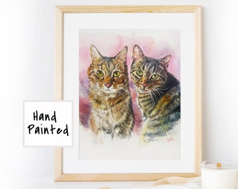 Custom Pet Portrait from Photo Commission Personalised Cat Portrait Modern Drawing - Memorial Gift - Unique Pet Art