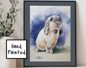 Custom Bunny Portrait. Rabbit Painting from Photo Commission. Personalised Portrait. Modern Poster and Memorial Gift, Unique Pet Art