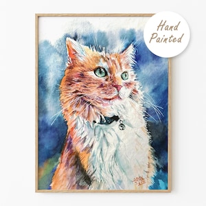 Custom Watercolor Cat Portrait: Pet Memorial Painting From Photo