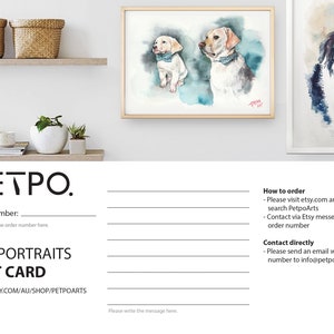 Tarjeta de regalo con retrato de mascota personalizado. Regalo personalizado para amigos o familiares. Tamaño: A3 (29,7 x 42 cm).