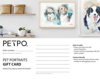 Custom Pet Portrait Gift Card Personalised Gift for Freind or Family | Size: A3(29.7x42cm)