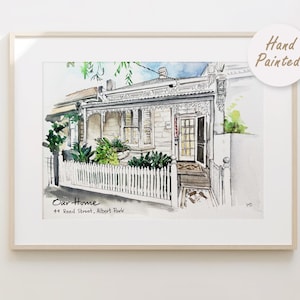 Retrato de casa en acuarela personalizado: pintura de casa dibujada a mano