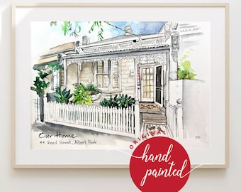 Custom Watercolor Home Portrait, Housewarming Gift