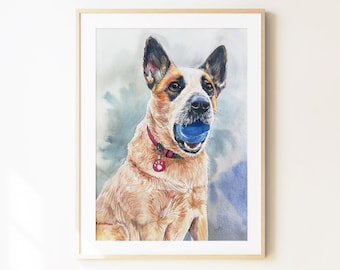 Custom Watercolor Pet Portrait: Dog Memorial Gift
