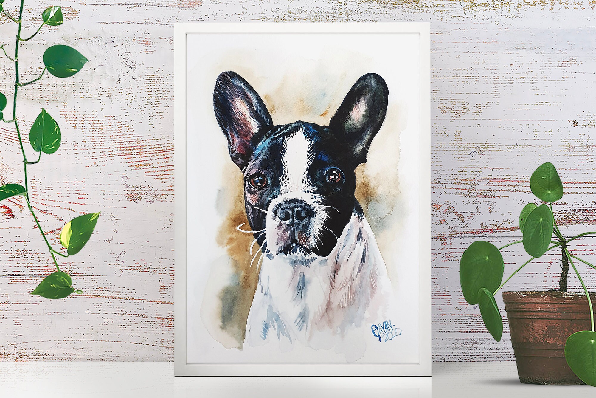 Hand Painted Watercolor Pet Portrait: Custom Dog Memorial