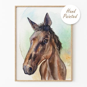 Unieke aquarel paardenkunsttekening | Op maat gemaakt handgemaakt portret | Gepersonaliseerd ruitercadeau | Schilderij paardenliefhebber