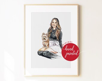 Retrato personalizado de mascotas: Dibujo familiar a pluma y tinta hecho a mano